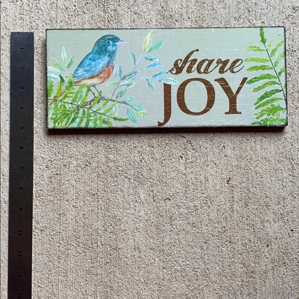 Share Joy Plaque Picture Blue Bird Leaves Rectangle Hanging Wall Art